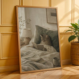 Additional product presentation of Scandinavian Cat Reading in Bed Poster.