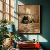 Alternate product view of Black Cat Reading in Bed Poster.