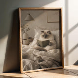 Product presentation view of Ragdoll Cat Reading in Bed Poster.