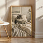 Product view of Norwegian Forest Cat Reading in Bed Poster.