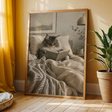 Additional product view of Norwegian Forest Cat Reading in Bed Poster.