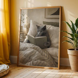 Additional product view of Russian Blue Cat Reading in Bed Poster.