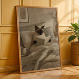 Additional product presentation of Siamese Cat Reading in Bed Poster.