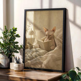 Additional product view of Sphynx Cat Reading in Bed Poster.