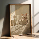 Additional product detail of Sphynx Cat Reading in Bed Poster.