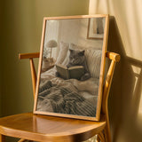 Product detail view of British Shorthair Cat Reading in Bed Poster.