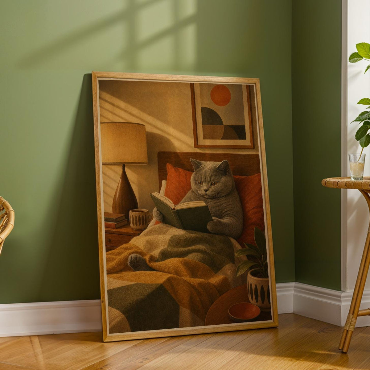 Additional product detail of British Shorthair Reading in Armchair Poster.
