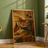 Additional product detail of British Shorthair Reading in Armchair Poster.