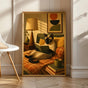 Product view of Siamese Cat Reading in Bed Poster.