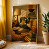 Additional product view of Siamese Cat Reading in Bed Poster.