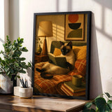 Product gallery view of Siamese Cat Reading in Bed Poster.