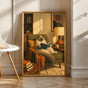 Product view of Ragdoll Cat Reading in Armchair Poster.