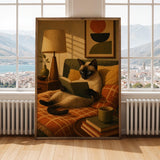 Alternate gallery view of Siamese Cat Reading in Bed Poster.