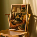 Product detail view of Siamese Cat Reading in Bed Poster.