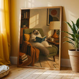 Additional product view of Ragdoll Cat Reading in Armchair Poster.