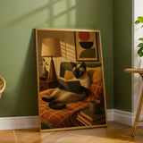 Additional product detail of Siamese Cat Reading in Bed Poster.