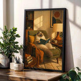 Product gallery view of Ragdoll Cat Reading in Armchair Poster.