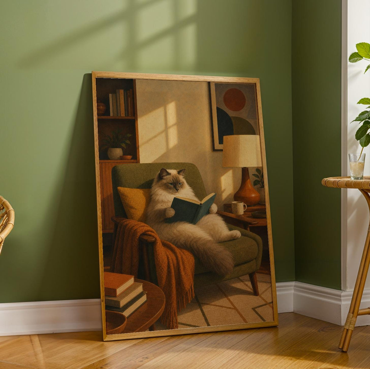 Additional product detail of Ragdoll Cat Reading in Armchair Poster.