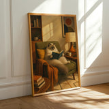 Alternate product presentation of Ragdoll Cat Reading in Armchair Poster.