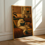 Alternate product presentation of Persian Cat Reading in Armchair Poster.