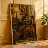 Additional product presentation of Maine Coon Reading in Armchair Poster.