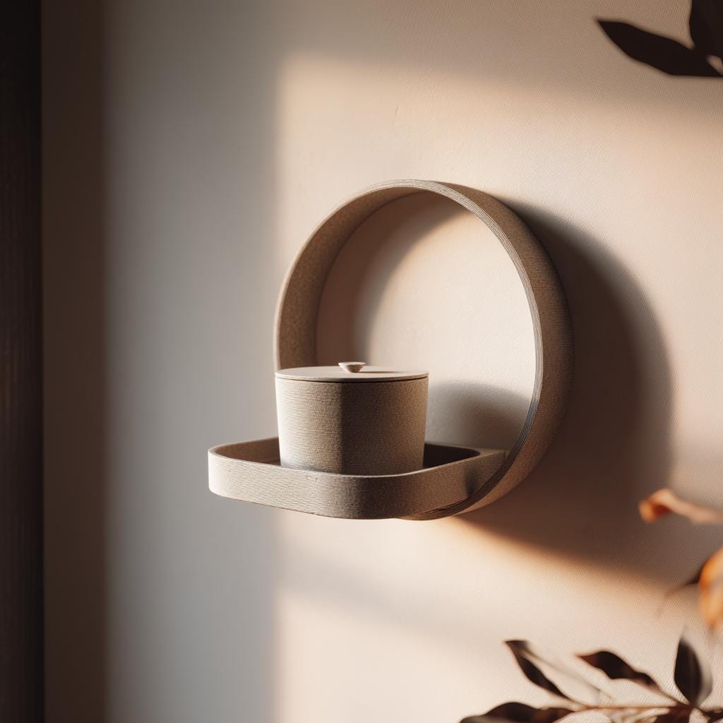 Product gallery view of 3D Printed Circular Memorial Wall Shelf with Urn.