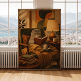 Alternate gallery view of Scottish Fold Cat Reading in Armchair Poster.