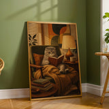 Additional product detail of Scottish Fold Cat Reading in Armchair Poster.
