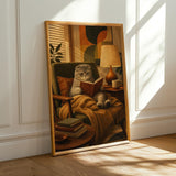 Alternate product presentation of Scottish Fold Cat Reading in Armchair Poster.