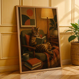 Additional product presentation of Bengal Cat Reading in Armchair Poster.
