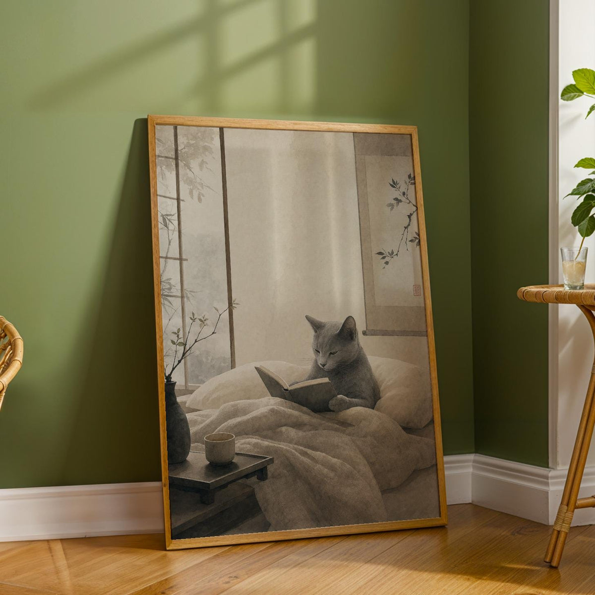 Additional product detail of Fog Gray Zen Cat Poster.