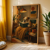 Alternate product view of English Bulldog Reading a Book Poster.