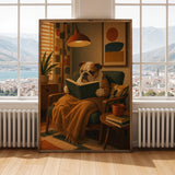 Product gallery view of English Bulldog Reading a Book Poster.
