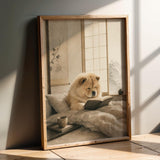 Product presentation view of Chow Chow Reading in Bed Poster.