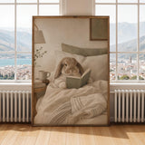 Alternate gallery view of Holland Lop Rabbit Reading in Bed Poster.