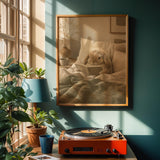 Alternate product view of Mini Lop Rabbit Reading in Bed Poster.