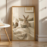 Product view of Californian Rabbit Reading in Bed Poster.