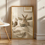 Product view of Californian Rabbit Reading in Bed Poster.