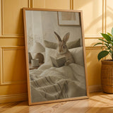 Additional product presentation of Californian Rabbit Reading in Bed Poster.