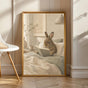 Product view of Mini Rex Rabbit Reading in Bed Poster.