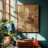 Alternate product view of Mini Rex Rabbit Reading in Bed Poster.