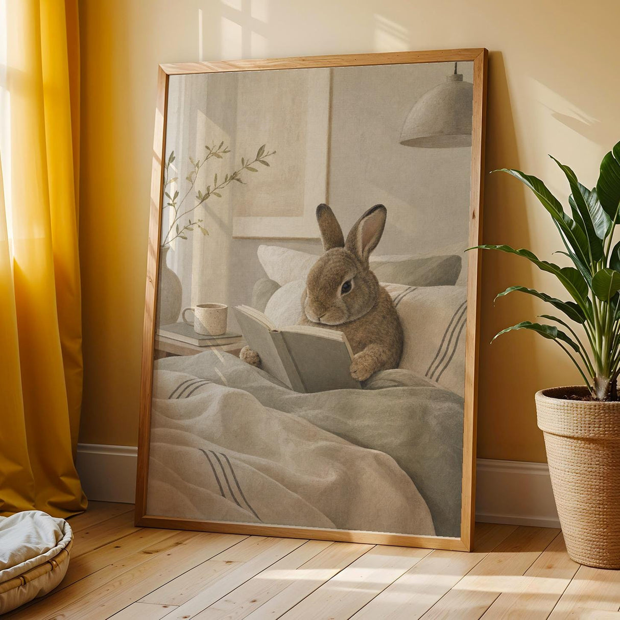 Additional product view of Mini Rex Rabbit Reading in Bed Poster.