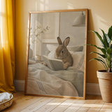 Additional product view of Mini Rex Rabbit Reading in Bed Poster.