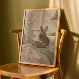 Product detail view of Mini Rex Rabbit Reading in Bed Poster.