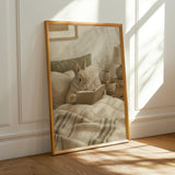 Alternate product presentation of Netherland Dwarf Rabbit Reading in Bed Poster.