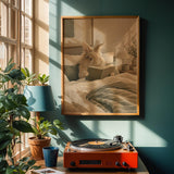 Alternate product view of Lionhead Rabbit Reading in Bed Poster.