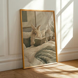 Alternate product presentation of Lionhead Rabbit Reading in Bed Poster.