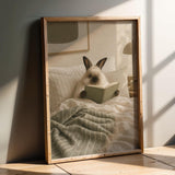 Product presentation view of Himalayan Rabbit Reading in Bed Poster.