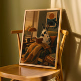Alternate gallery view of Harlequin Rabbit Reading in Armchair Poster.