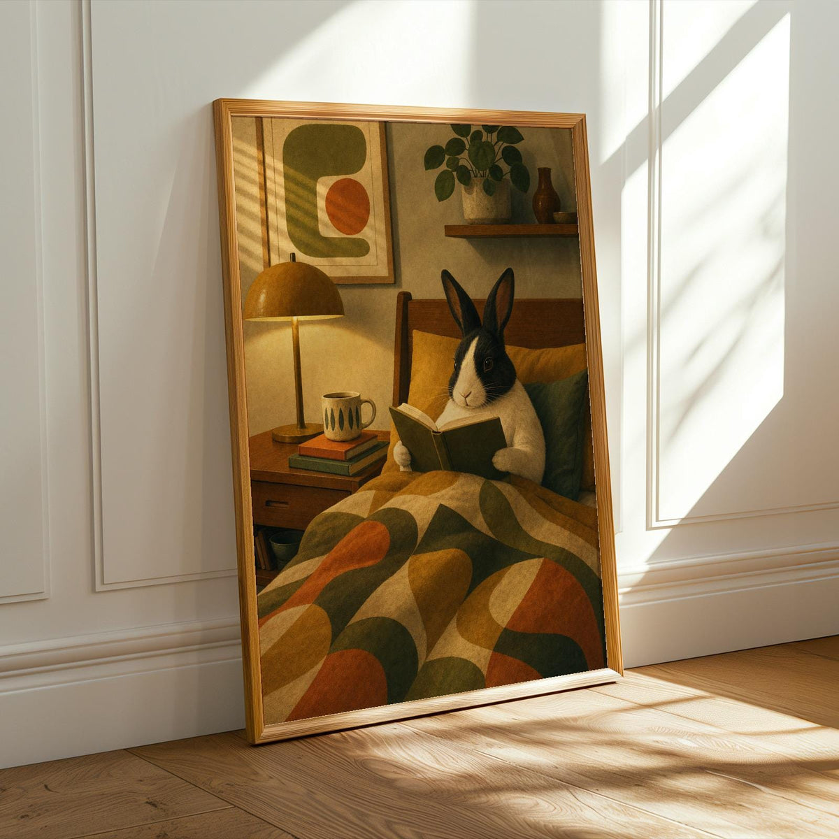 Alternate product presentation of Dutch Rabbit Reading in Armchair Poster.